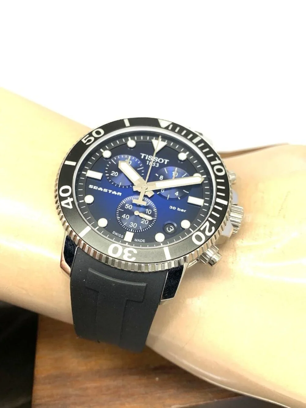 Tissot Men's Watch Seastar Chronograph Swiss Quartz Black Blue T1204171704100
